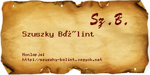 Szuszky Bálint névjegykártya